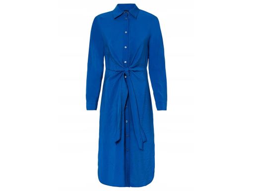 B.P.C niebieska sukienka midi koszulowa z przewiązaniem 46.