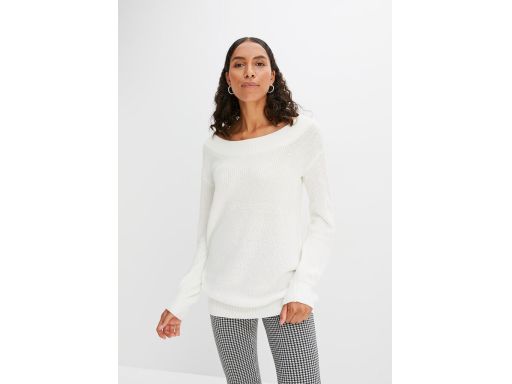 B.P.C śmietankowy sweter z dekoltem w łódkę 40/42.