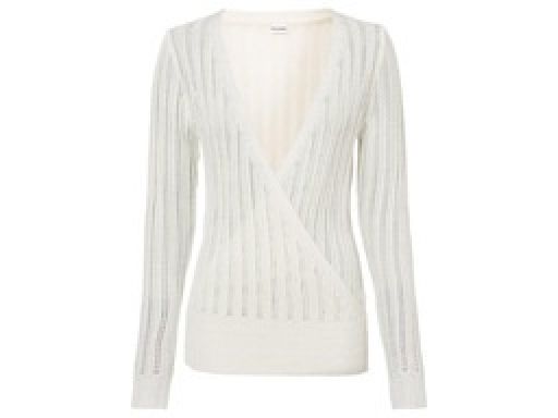 B.P.C śmietankowy sweterek kopertowy ażurowy 36/38.