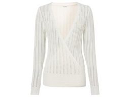 B.P.C śmietankowy sweterek kopertowy ażurowy 36/38.