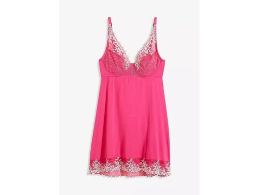 B.P.C koszula nocna różowa na ramiączka z koronką i haftem 95B.