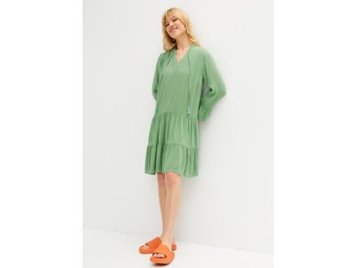 B.P.C sukienka szałwiowa z krepy z koronką i wiązaniem 40.