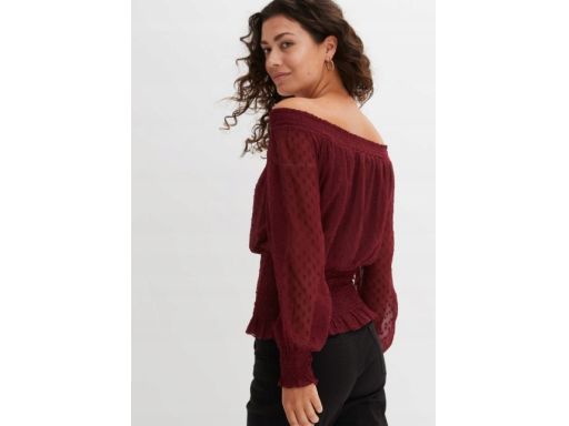 B.P.C bordowa bluzka carmen szyfonowa 40.