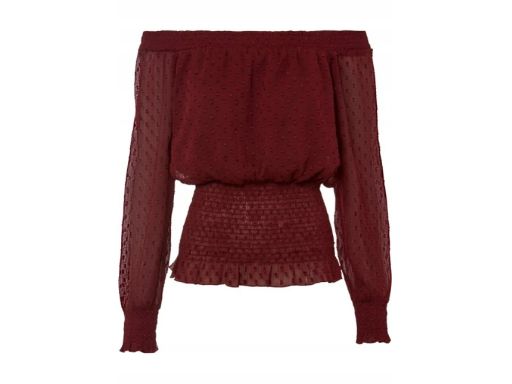 B.P.C bordowa bluzka carmen szyfonowa 40.