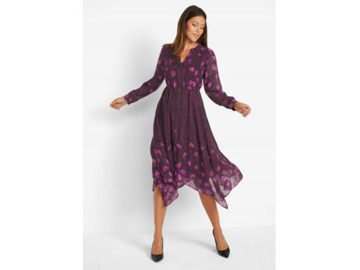 B.P.C asymetryczna sukienka szyfonowa kwiaty r.36