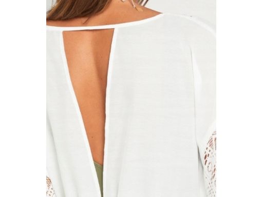 B.P.C plażowa tunika biała boho z koronką 48/50.