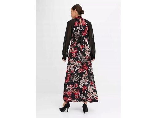 B.P.C długa sukienka maxi z szyfonowymi rękawami r.36/38