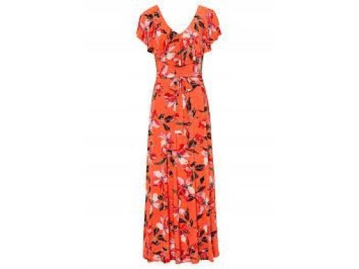 AF4955 długa sukienka w kwiaty z paskiem r.36/38