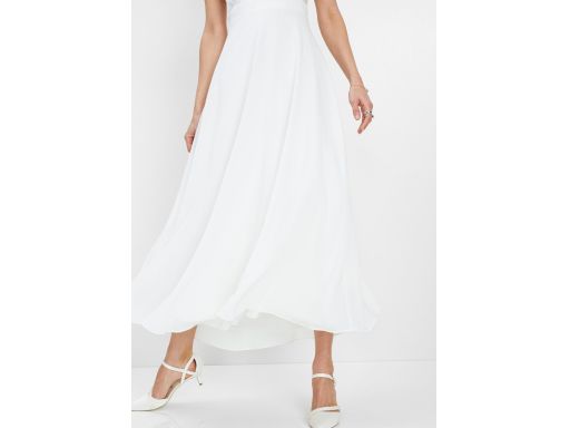 B.P.C długa sukienka szyfonowa z cekinami ecru śmietankowa 44.