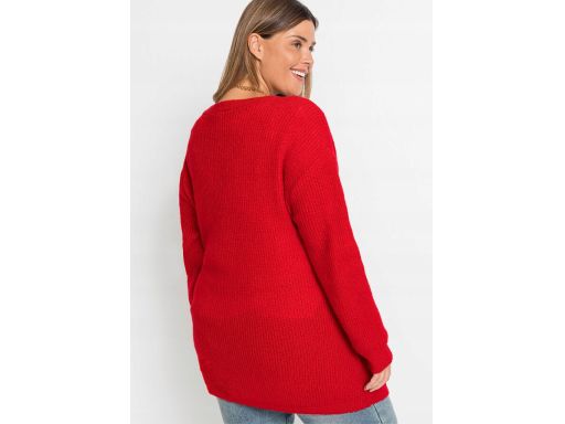 B.P.C czerwony sweter kopertowy z wiązaniem 52/54.