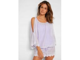 B.P.C tunika plażowa liliowa z haftem 36/38.