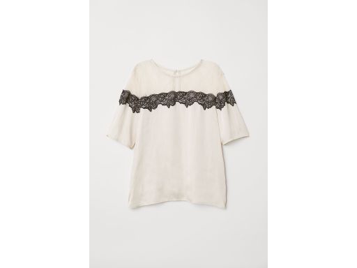 H@M elegancka beżowa bluzka z koronką 34
