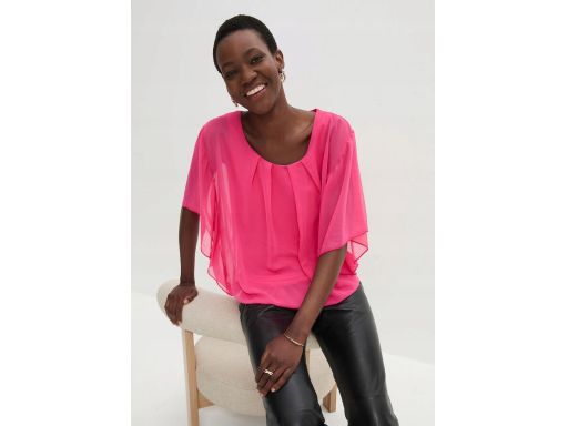 B.P.C bluzka szyfonowa luźna na podszewce róż r.36