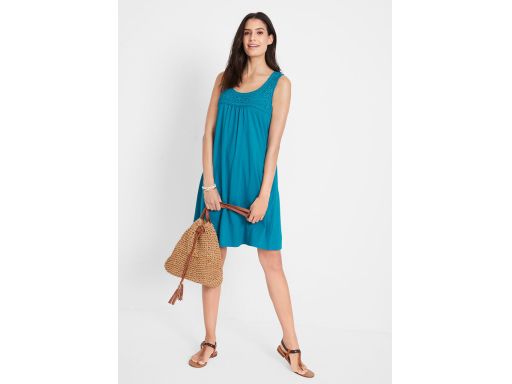 B.P.C sukienka bawełniana morski turkus z koronką ^48/50