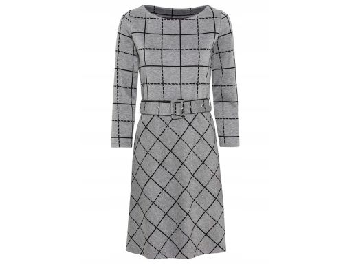 B.P.C sukienka szara w kratę z paskiem ^36/38