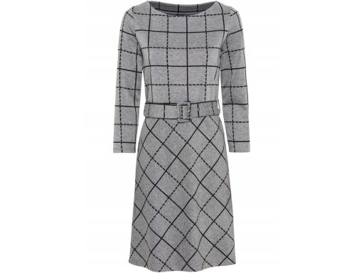 B.P.C sukienka szara w kratę z paskiem ^36/38