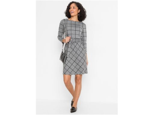 B.P.C sukienka szara w kratę z paskiem ^36/38