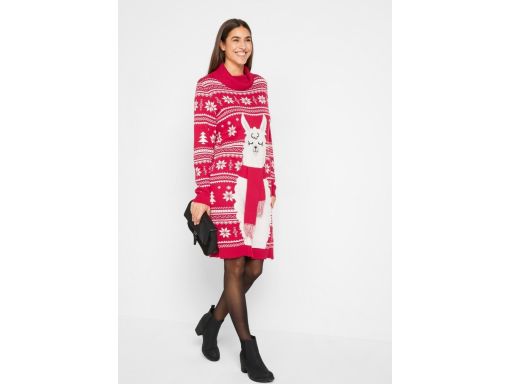 B.P.C sukienka dzianinowa świąteczna 3D z golfem r.40/42