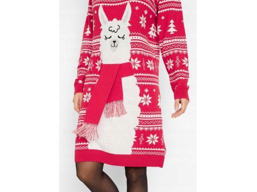 B.P.C sukienka dzianinowa świąteczna 3D z golfem r.40/42