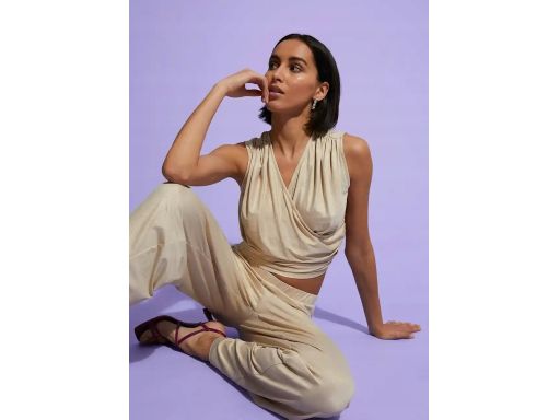 B.P.C krótki top z marszczeniem złoty ^36/38