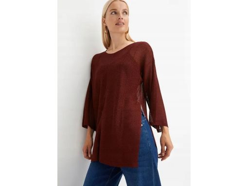 B.P.C sweter bordowy cienki prześwitujący r.36/38