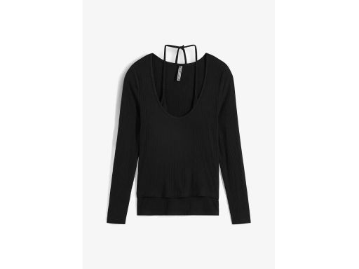 B.P.C bluzka 2w1 czarna prążkowana 40/42.