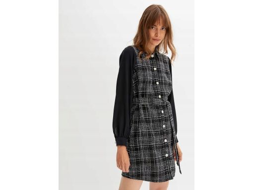 B.P.C sukienka boucle z szyfonowymi rękawami r.44