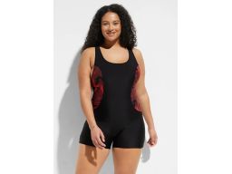 B.P.C kombinezon kąpielowy czarny w czerwone wzorki ^42