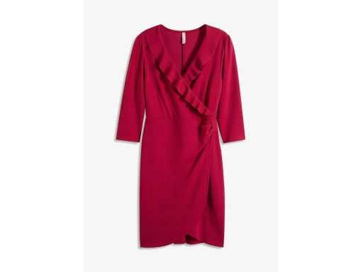 B.P.C różowa sukienka z efektem założenia kopertowego i falbaną 40/42.