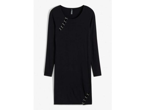 B.P.C sukienka wiskozowa czarna z haftkami ^32/34
