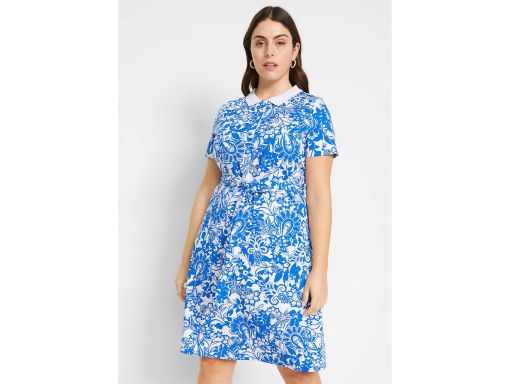 B.P.C sukienka polo biało-niebieska wzór r.36/38