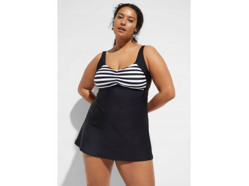 B.P.C długie tankini czarno-białe w paski z figami z wysokim stanem 44