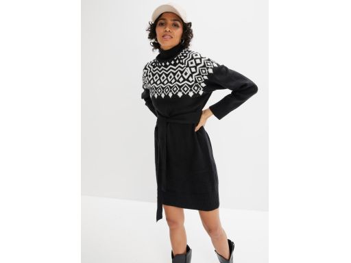 B.P.C sukienka dzianinowa czarno-biała ze wzorem ^36/38