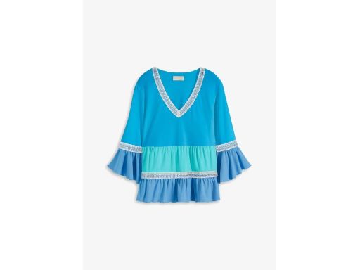 B.P.C kolorowa tunika z koronką i falbankami 36/38.