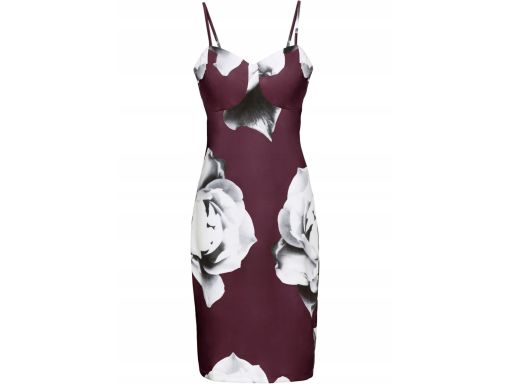 B.P.C sukienka sexi bordowa w kwiaty 36/38.