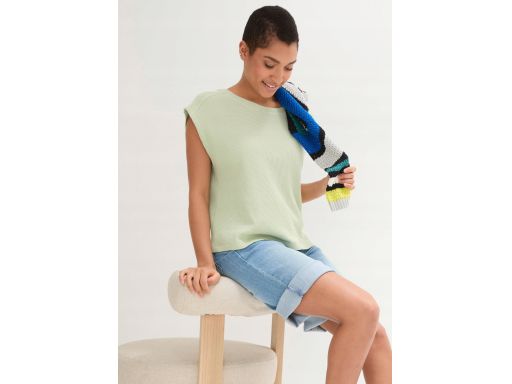 B.P.C bluzka bez rękawów bawełniana strukturalna zielona ^56/58
