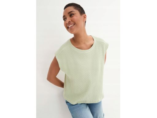 B.P.C bluzka bez rękawów bawełniana strukturalna zielona ^56/58