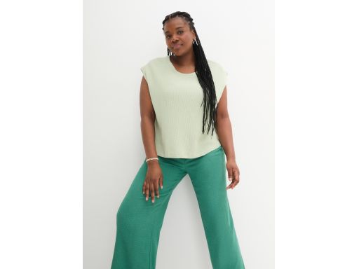 B.P.C bluzka bez rękawów bawełniana strukturalna zielona ^56/58