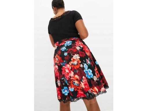 B.P.C czarna sukienka z częścią spódnicową w kwiaty r.48/50