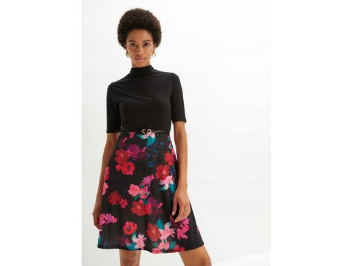 B.P.C sukienka trykotowa w kwiaty z paskiem r.36/38