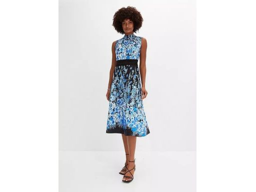 B.P.C sukienka midi z nadrukiem z ażurową koronką 36/38.