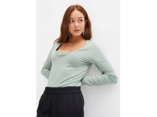 B.P.C bluzka szałwiowa z koronką przy dekolcie r.48/50