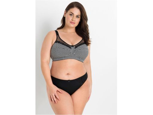 B.P.C biustonosz odciążając bez fiszbin czarno-biały w pepitkę 85 C.