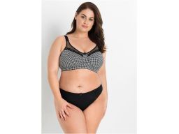 B.P.C biustonosz odciążając bez fiszbin czarno-biały w pepitkę 85 C.
