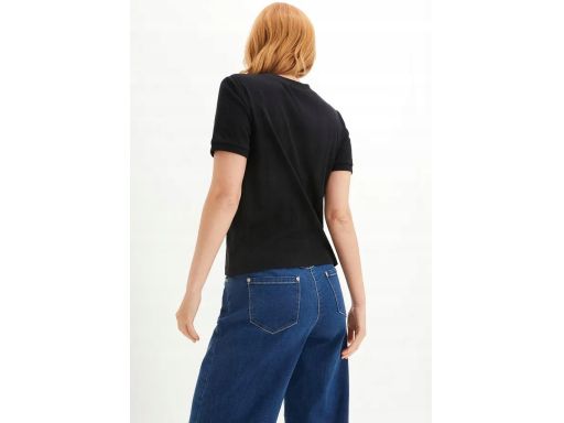 B.P.C t-shirt damski czarny ażurowy haft ^52/54