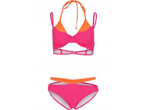 B.P.C bikini różowo-pomarańczowe z modnymi wycięciami r.38(75C)