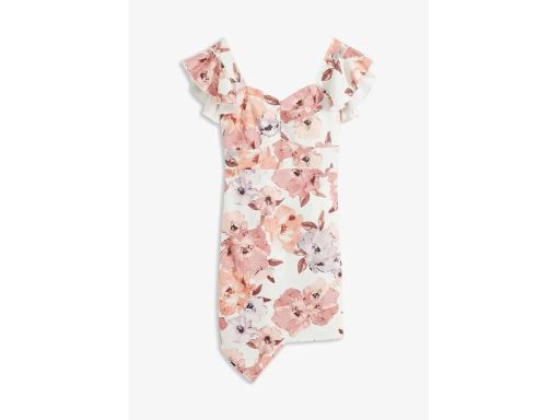 B.P.C sukienka w kwiaty asymetryczna z falbankami r.40/42