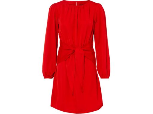 B.P.C atrakcyjna sukienka satynowa czerwona z przewiązaniem r.48