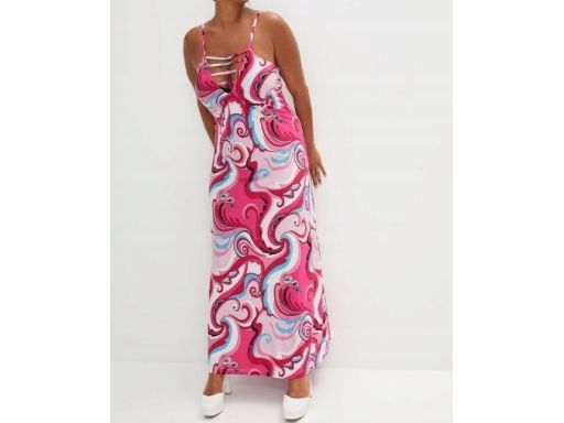 B.P.C długa sukienka maxi kolorowa na ramiączka r.40/42