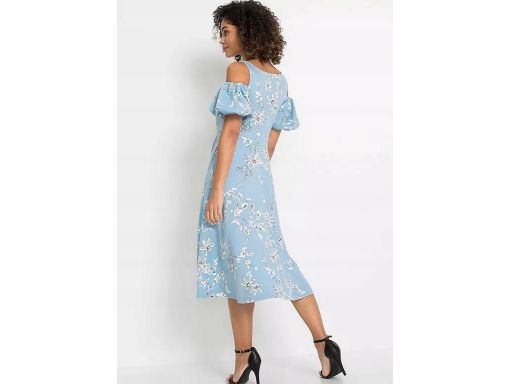 B.P.C sukienka bufki niebieska w kwiaty 40/42.